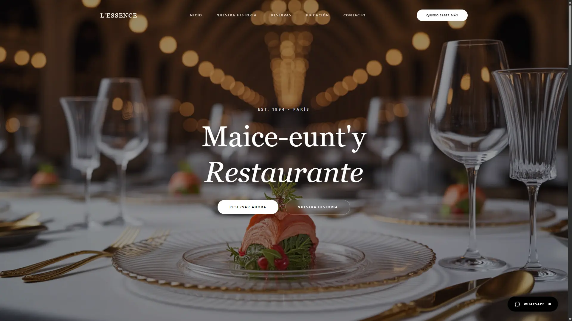 Diseño web para Restaurante de Lujo - L'ESSENCE